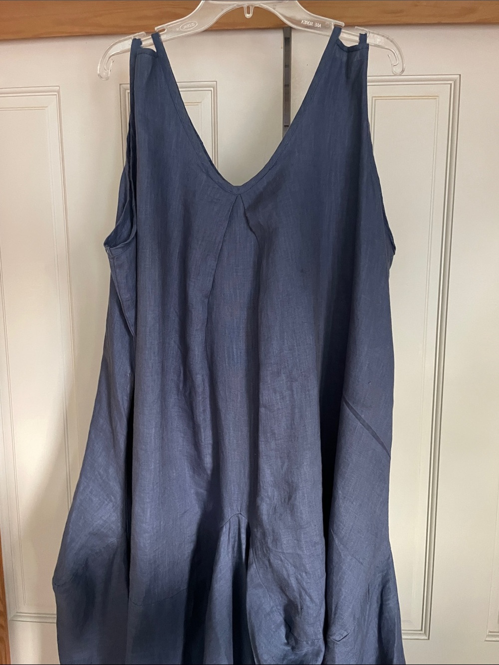 Sleeveless Linen Maxi Dress in Navy Blue Size 1X-3X - Picture 7 of 8